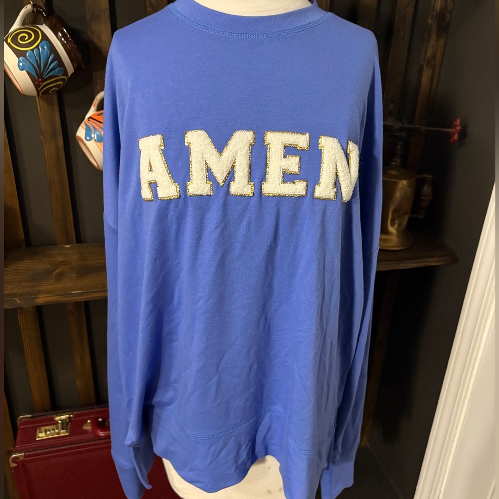 Mary Square AMEN Blue Sweatshirt